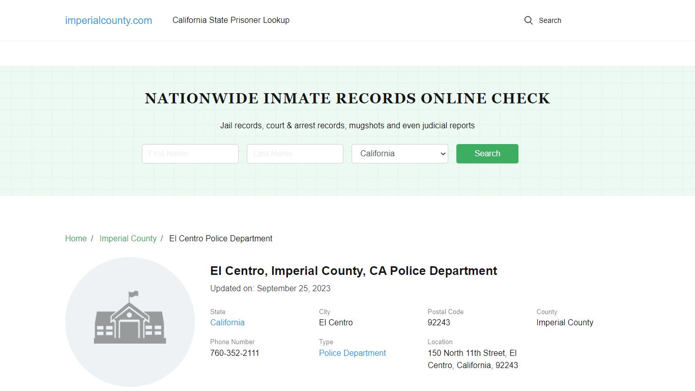 El Centro, CA Police - City Jail Inmates, Arrests - Imperial County